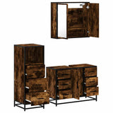 3 Piece Bathroom Furniture Set Smoked Oak Engineered Wood 3301022