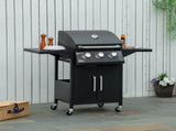 3 Burner Gas BBQ Grill Outdoor Portable Barbecue Trolley w/ Warming Rack, Side Shelves, Storage T3398P324015