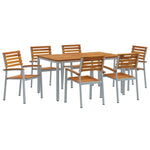 ZNTS 7 Piece Garden Dining Set Solid Wood Acacia and Metal 3284408