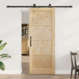 Sliding Door Natural and Black 78 x 202 cm Solid Pine Wood 3333358