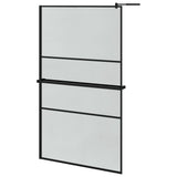 ZNTS Walk-in Shower Wall with Shelf Black 115x195 cm ESG Glass&Aluminium 3185485