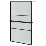 Walk-in Shower Wall with Shelf Black 115x195 cm ESG Glass&Aluminium 3185485