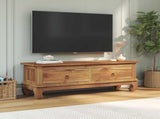 TV Stand 110 x 35 x 40 cm Natural Solid Teak Wood 42017957