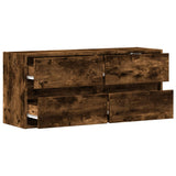 TV Wall Cabinet with LED Lights Smoked Oak 100x31x45 cm 852296
