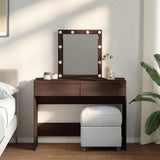 Dressing Table with LED Brown Oak 100x40x130 cm 848198