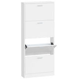 Shoe Cabinet High Gloss White 59x17x150 cm Engineered Wood 342522