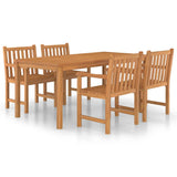 Garden Dining Set Teak Brown Solid Teak Wood 5 Piece Set Durable 3059943