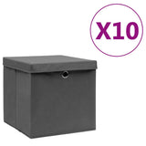 Storage Boxes with Covers 10 pcs 28x28x28 cm Grey 325194