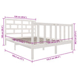 Bed Frame without Mattress White Solid Wood Pine Small Double 3101319
