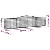 Arched Gabion Baskets 9 pcs 400x30x80/100 cm Galvanised Iron 3146860