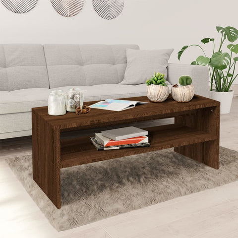 ZNTS Coffee Table Brown Oak 100x40x40 cm Engineered Wood 815257