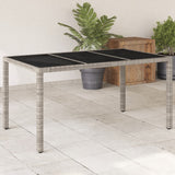 Garden Table with Glass Top Light Grey 150x90x75 cm Poly Rattan 368125