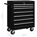 ZNTS Workshop Tool Trolley with 7 Drawers Black 147174