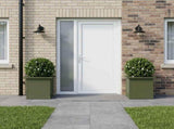 Garden Planter with LED 2 pcs Olive Green 30 x 30 x 30 cm Steel 8008063