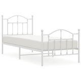 Metal Bed Frame without Mattress with Footboard White 80x200cm 353497