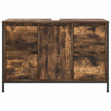 Basin Cabinet with Drawers Smoked Oak 90x34.5x60 cm 861889