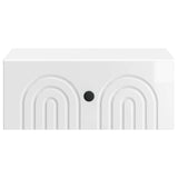 Wall-Mounted Bedside Cabinet with Drawer 2 pcs High Gloss White 898114