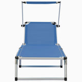 Sun Lounger Blue Aluminium Standard Foldable 44332