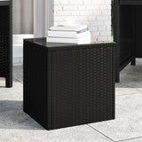 Side Table Black 40x37x40,5 cm Poly Rattan and Tempered Glass 319388