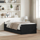Bed Frame with Drawer Black Oak 90 x 190 cm Solid Pine Wood 3403209
