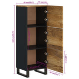 Highboard with 3 Doors 40x33x110 cm Solid Wood Mango&Iron 352932