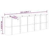 Garden Raised Bed Galvanised Steel 224x40x68 cm Silver 318902