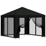Garden Gazebo with Sidewalls 3 x 3 m Black Polyester and Steel 900370