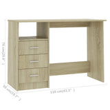 Desk with Drawers Sonoma Oak 110x50x76 cm Engineered Wood 800561