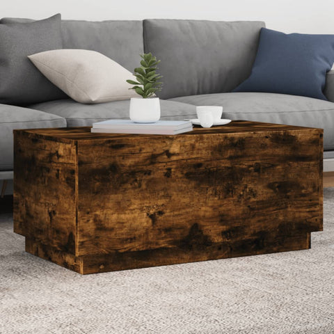 ZNTS Coffee Table with LED Lights Smoked Oak 90x50x40 cm 839879
