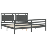 Bed Frame without Mattress Grey 200x200 cm Solid Wood 3194073