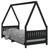 Kids Bed Frame Black 80x200 cm Solid Wood Pine 834497