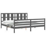 Bed Frame without Mattress Grey 200x200 cm Solid Wood 3194138