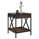 Coffee Table with Infinity LED Brown Oak 40x40x49 cm 847696