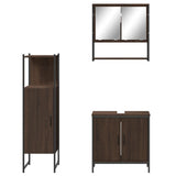 3 Piece Bathroom Furniture Set Brown Oak Engineered Wood 3214704