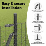Fence Post with Concrete Base 52 pcs Grey Powder-Coated Steel 3350250
