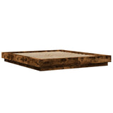 Bed Frame with LED Lights without Mattress Smoked Oak 150x200cm 3281095