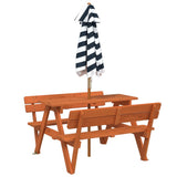 Picnic Table for 4 Kids with Umbrella Solid Wood Fir 3281620