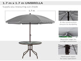 6 Piece Garden Dining Set with Umbrella, Outdoor Dining Sets with Parasol, 4 Folding Dining Chairs & T3398P311642