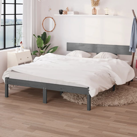Bed Frame without Mattress Grey Solid Wood 200x200 cm 810169