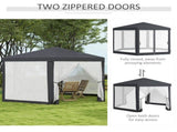 4M Hexagon Gazebo, Netting Party Tent, Patio Canopy Outdoor Event Shelter for Activities, Shade T3398P328502