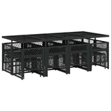 13 Piece Garden Dining Set with Cushions Black Poly Rattan 3210798