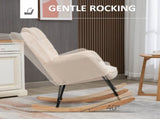 Berber Fleece Nursery Glider Rocker for Nursing, Wingback Rocking Chair for Living Room, Beige T3398P343457