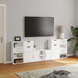5 Piece TV Units with Storage "ODDA" White Solid Wood Pine 3365369
