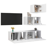 4 Piece TV Cabinet Set White Engineered Wood 3078734