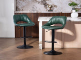 Set of Two Faux Leather Bar Stools - Dark Green T3398P423526