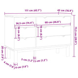 Drawer Cabinet OTTA Black 111 x 43 x 73.5 cm Solid Pine Wood 42041751