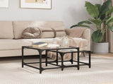 Nesting Coffee Tables 2 pcs with Transparent Glass Top Steel 845982