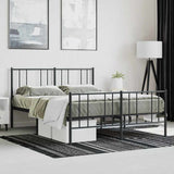 Metal Bed Frame without Mattress with Footboard Black 140x200cm 352499