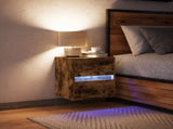 Wall-mounted Bedside Cabinet with LED Lights Smoked Oak 3307969