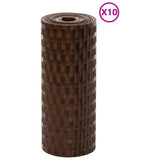 Balcony Screens 10 pcs Brown and Black 255x19 cm Poly Rattan 156315